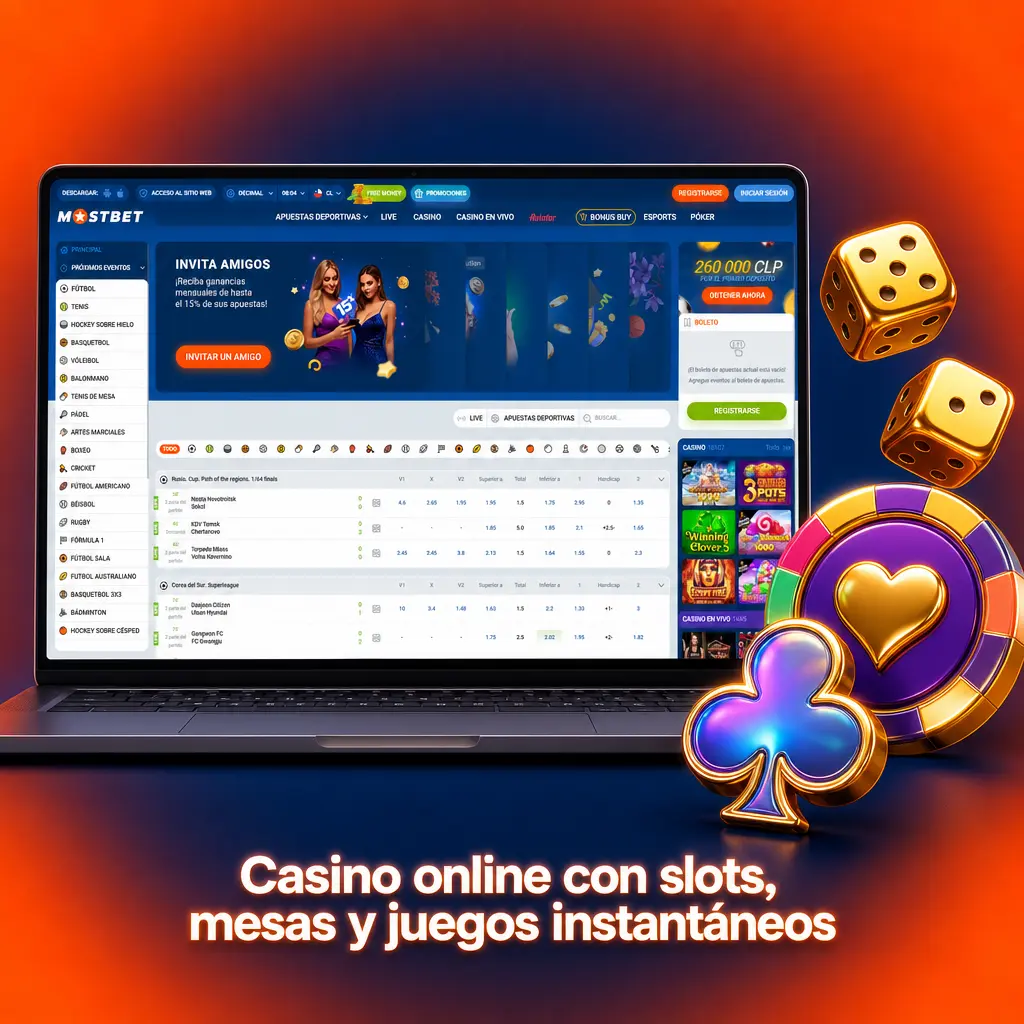 Casino online Mostbet con slots, mesas en vivo, juegos instantáneos y app Android para Chile
